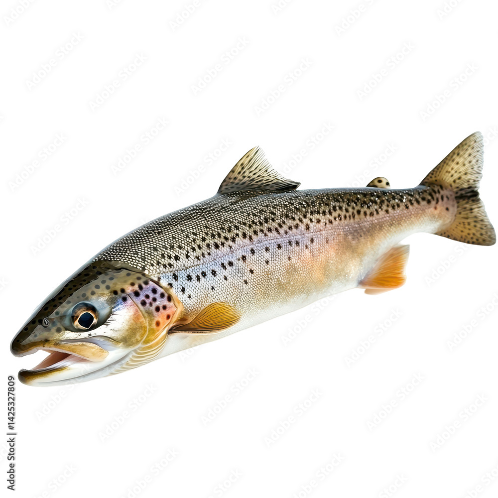 Rainbow trout displayed prominently on a clean surface showcasing vibrant colors and unique features of freshwater fish Rainbow trout displayed prominently on a clean surface showcasing vibrant colors and unique features of freshwater fish