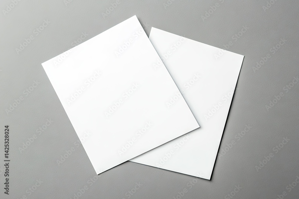 Two pristine white envelopes positioned on a smooth gray surface. showcasing their clean design and texture. ideal for stationery or mailing-related projects