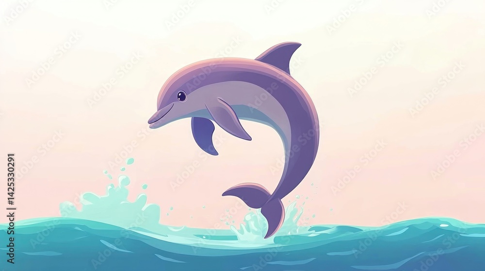 Fototapeta premium Playful dolphin leaping above ocean waves