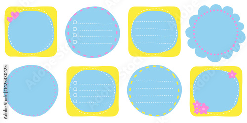 Set of cute memo paper sheets, sticky note, reminder, to do list, to buy list, schedule. Templates for notebooks, planners.