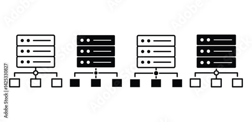 Proxy Server Network Icon Black and White Vector Graphic Design 