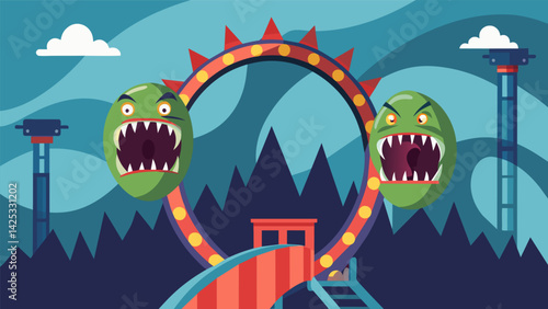A theme park ride that utilizes a dramatic distortion mirror to turn visitors into frightening monsters before launching them into a thrilling.