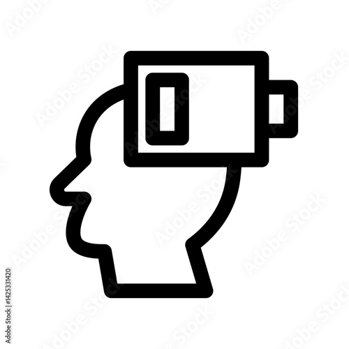 Line Mental Fatigue Icon