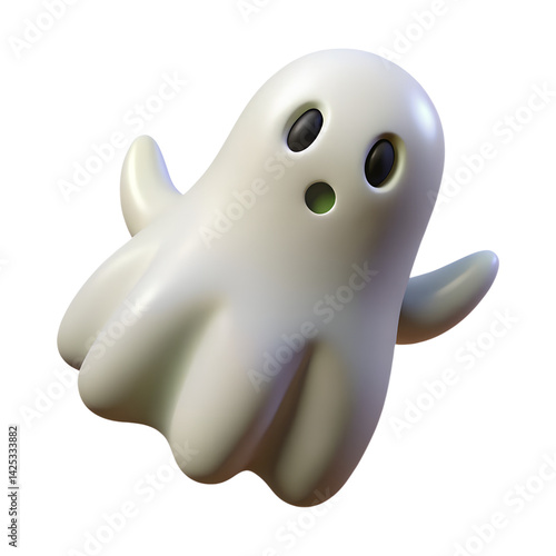 Flying Ghost 3D Icon – Haunted Halloween Phantom