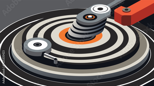 A peek inside the turntables motor with its tightly coils and precision bearings. Vector illustration
