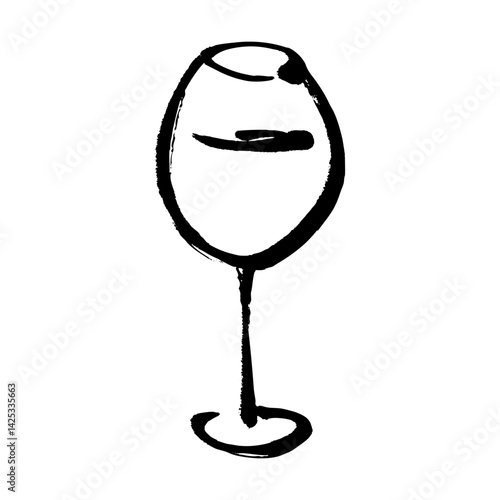 筆タッチのワインの線画イラスト