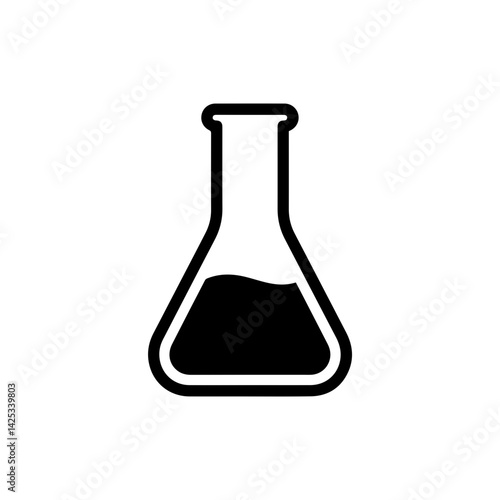 Scientific beaker filled with liquid used in school science labs