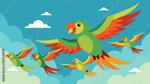 A flock of propaganda parrots flying in formation screeching fearering messages to unsuspecting listeners..
