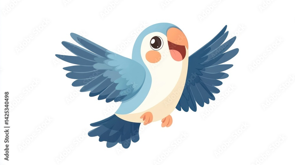 Fototapeta premium Cute light blue bird in flight