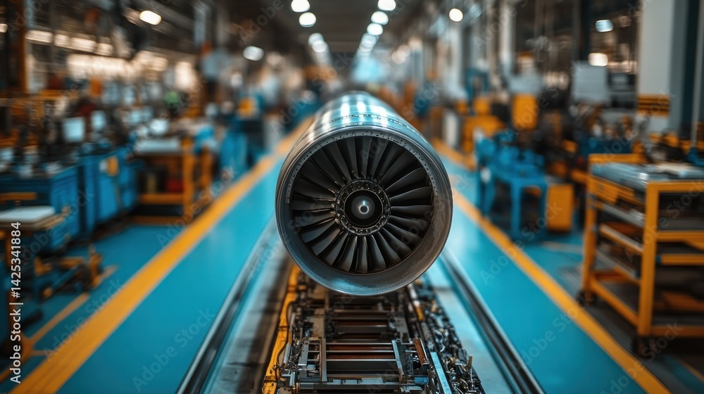 Obraz premium Aircraft engine assembly line