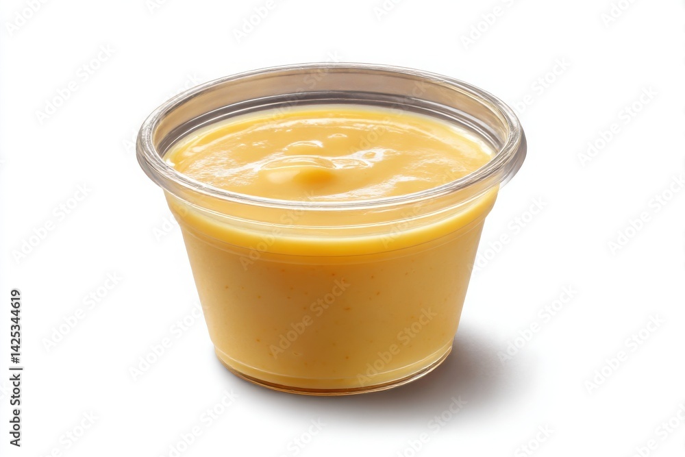 An isolated shot of a cup of dipping sauce or condiment, perfect for takeout orders. An isolated shot of a cup of dipping sauce or condiment, perfect for takeout orders.