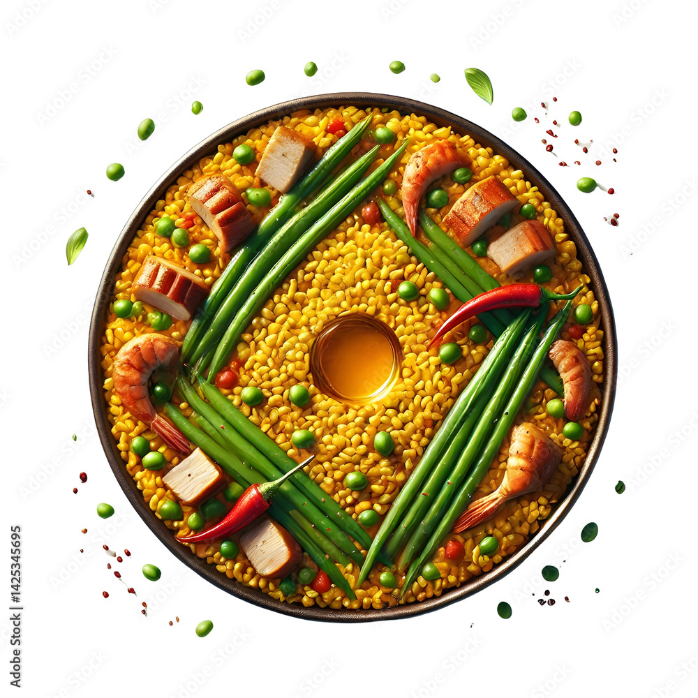 Fototapeta premium Valencian Paella PNG isolated on transparent background