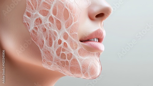 Fototapeta Naklejka Na Ścianę i Meble -  3d illustration of elastin structure beneath skin cells for facial treatments and cosmetics