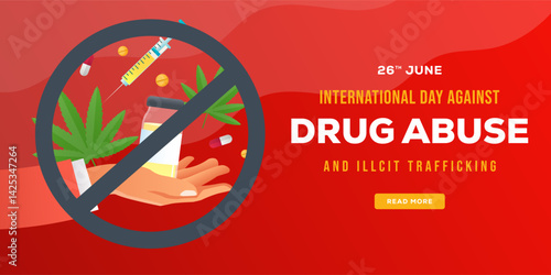 international day against drug abuse banner illustration