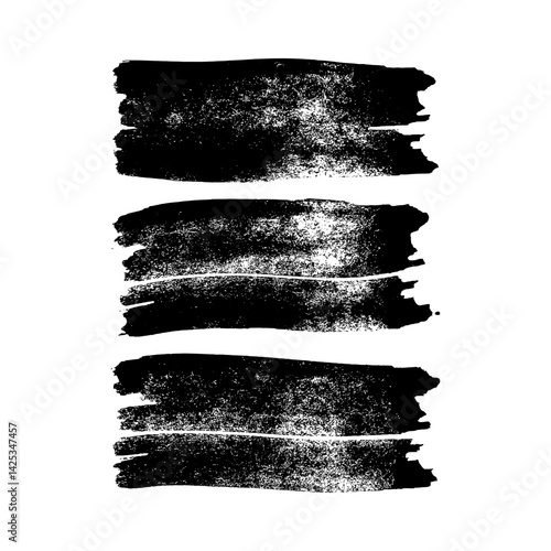 Set of black hand drawn brush strokes