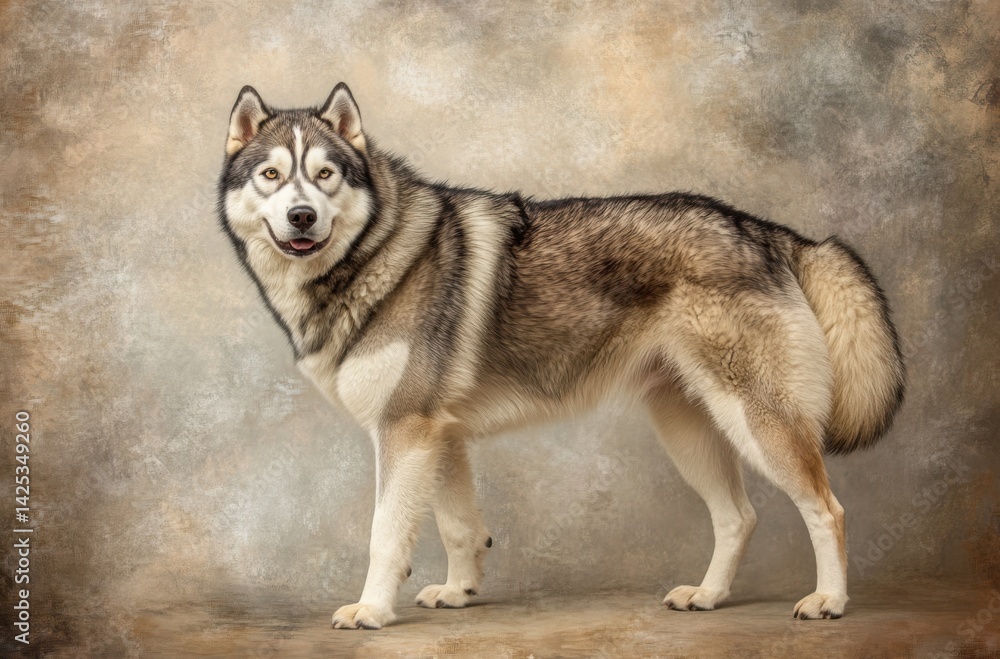Fototapeta premium Portrait of a confident Alaskan Malamute standing tall