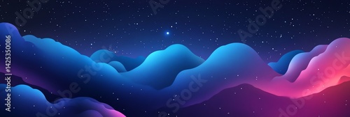 Fantasy Cloudscape with Starry Night Sky and Dreamy Glow