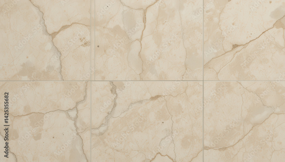 Fototapeta premium Close-up of a light-colored marble tile with natural veining.