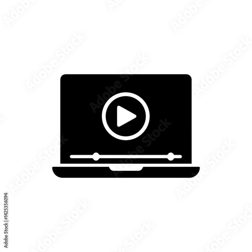Stylized Laptop with Camera Lens Indicating Digital Video Content Creation