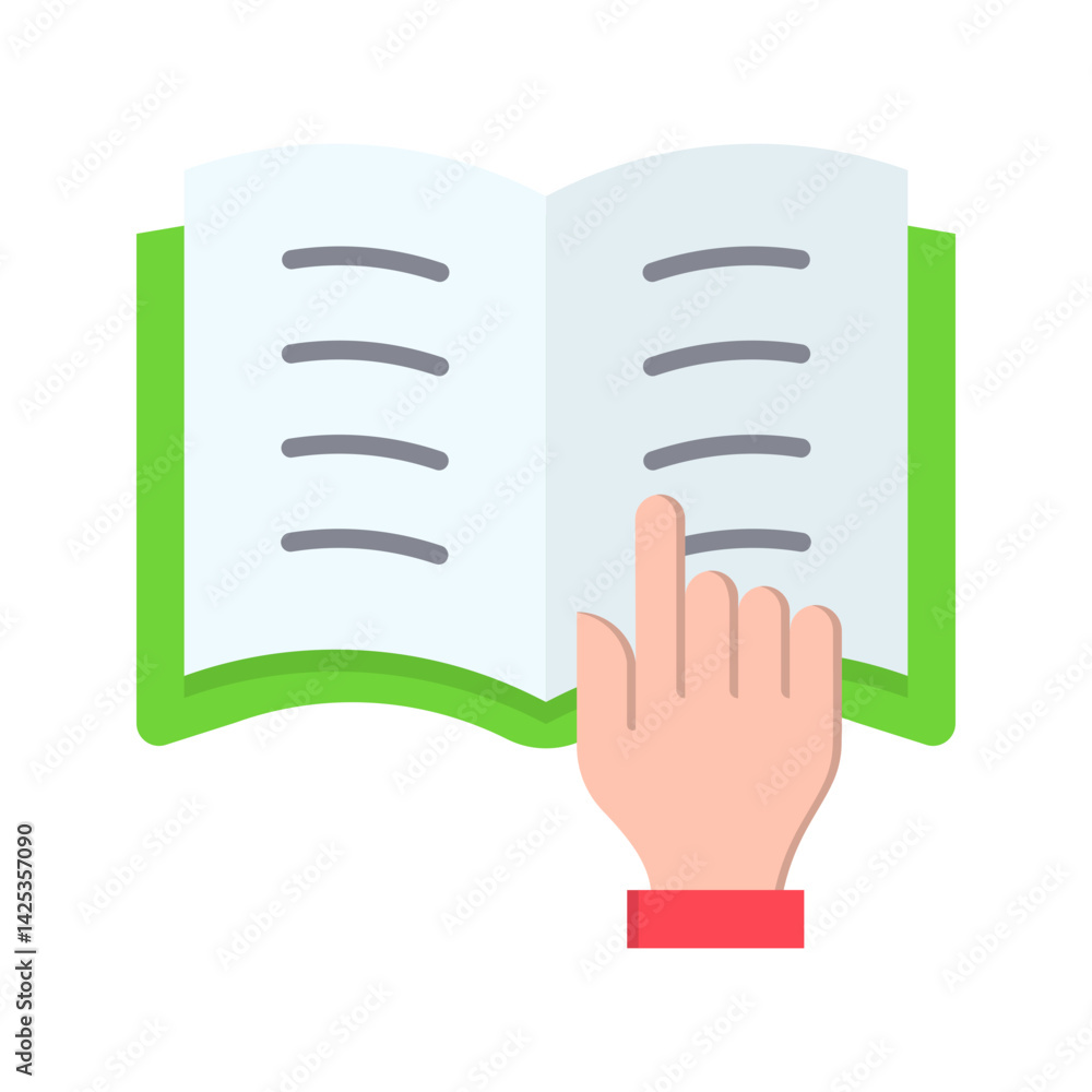 Fototapeta premium Book Finger icon vector image. Suitable for mobile apps, web apps and print media.