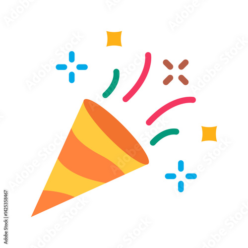 Confetti Cannon icon vector image. Suitable for mobile apps, web apps and print media.