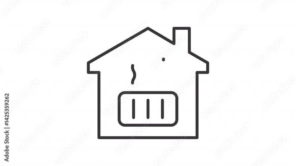 Central heating line animation. Home temperature animated icon. Moving heat, evaporating. House comfort, technology. Outline element on white background. HD video with alpha channel Central heating line animation. Home temperature animated icon. Moving heat, evaporating. House comfort, technology. Outline element on white background. HD video with alpha channel