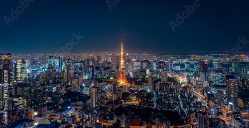 The most beautiful Viewpoint Tokyo tower in tokyo city ,japan.	