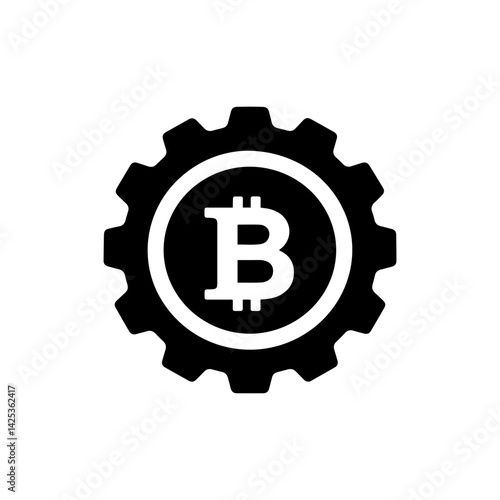 Gear with Bitcoin Logo - Mechanical Aspect of Cryptocurrency Mining