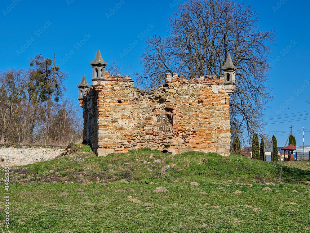 Ruins of the palace in Wlostów, Poland.