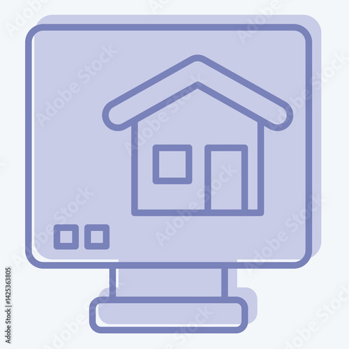 Icon Online Blue Print. related to Civil Engineering symbol. two tone style. editable