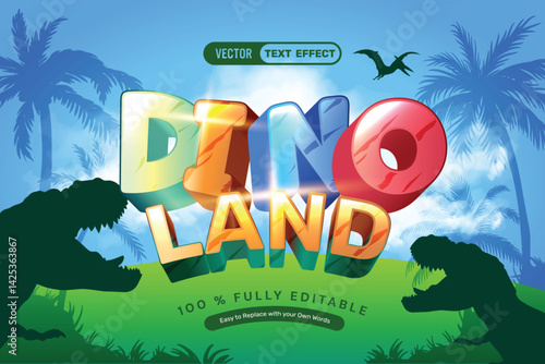 Dino Land Game  Vector Text Effect