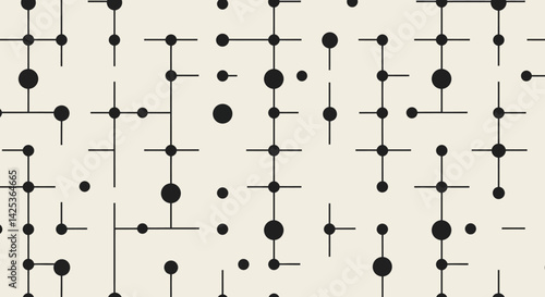 Abstract design with a network of lines and circles in a repeating pattern