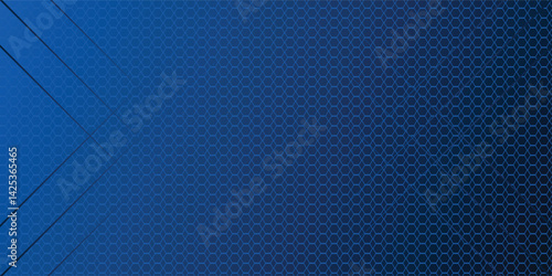 Abstract blue steel mesh background with blue glowing lines with free space for design. Modern technology innovation concept background. Perforated dark blue metal sheet for background image.