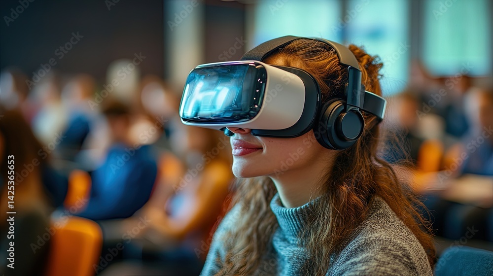 Woman Experiencing Virtual Reality Woman Experiencing Virtual Reality