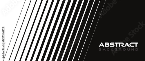 Abstract background in minimal style with slanted lines. Striped transition mask from thick to thin from white to black. Geometric backdrop in monochrome style. Vector illustration