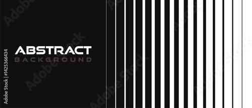 Abstract background in minimal style with lines nested vertically. Striped transition mask from thick to thin from white to black. Geometric backdrop in monochrome style. Vector illustration