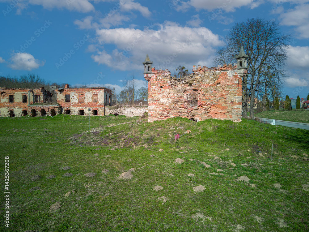 Ruins of the palace in Wlostów, Poland.