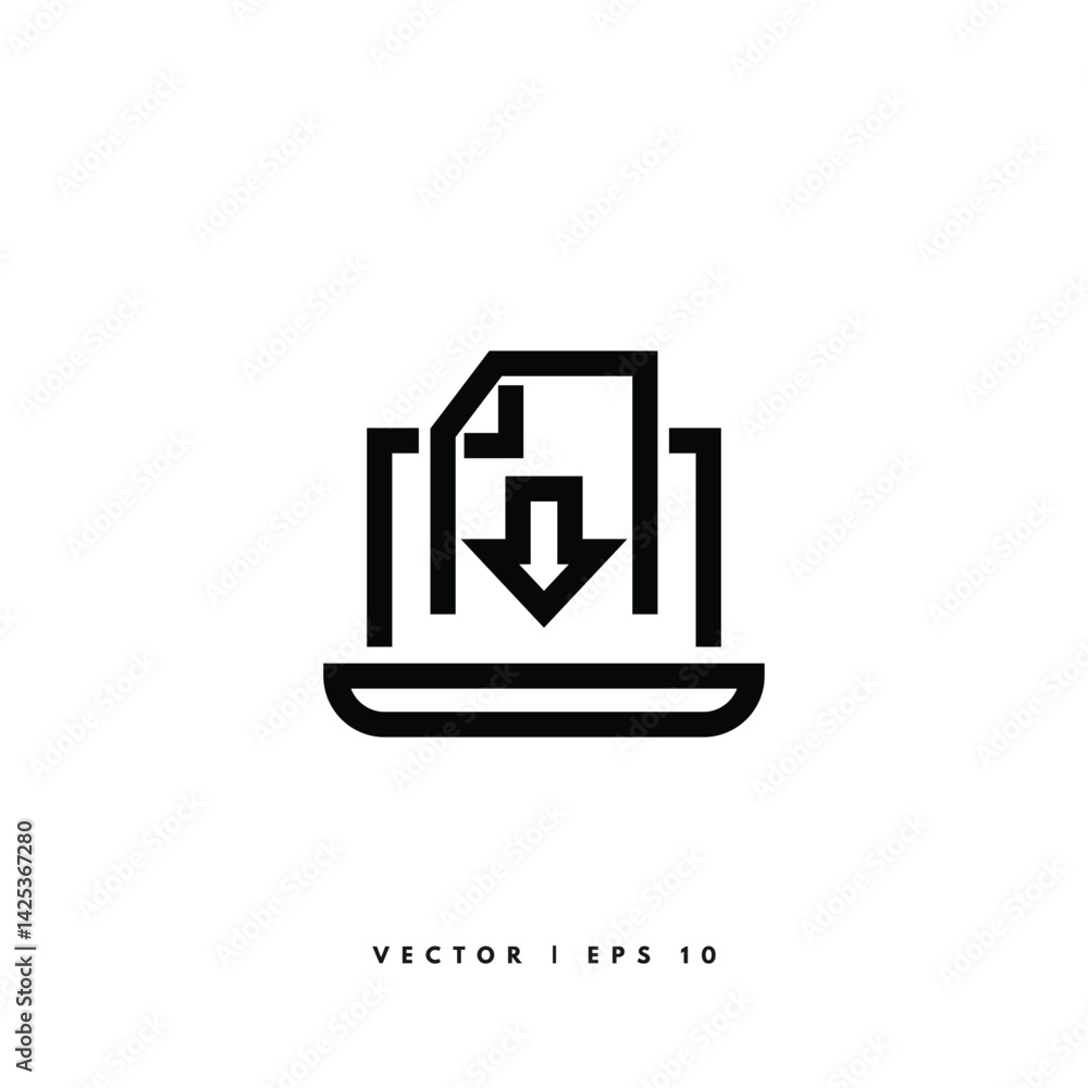 File Download Icon. Editable Stroke File Download Icon. Editable Stroke