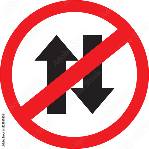 Free Download no two-way traffic sign - prohibition symbol indicating restriction of bidirectional road vehicle movement - GFXLoad