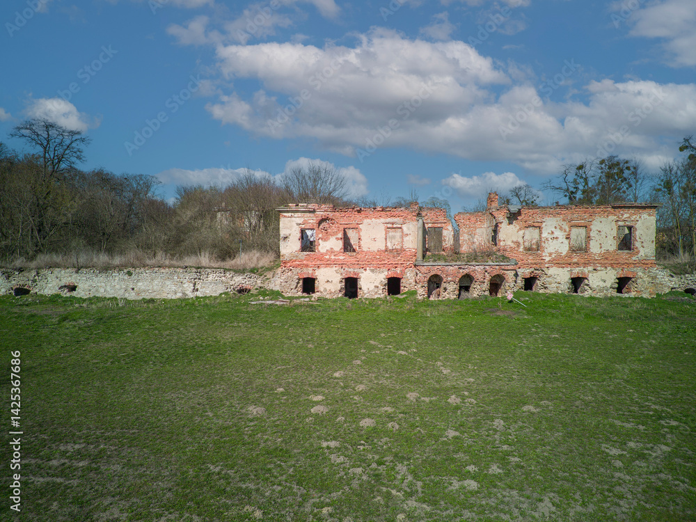 Ruins of the palace in Wlostów, Poland.