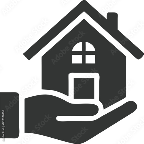 House Icon in Hand, Home Insurance Icon 