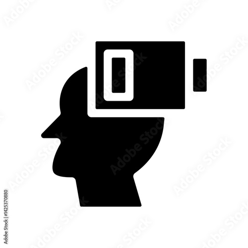 Solid Glyph Mental Fatigue Icon