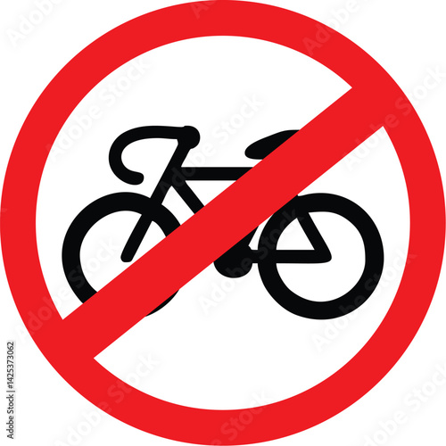 No bicycles allowed sign - prohibition symbol for bikes in restricted zones, walkways, or pedestrian areas