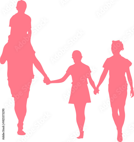 가족, 가정, 꼬마, 남자아이, 국민, 아들, 부부, 아버지, 어린시절, 기쁨, 사랑, 식구, 패밀리, 나들이, 산책, 여자아이, 실루엣, 딸, 마마, 벡터, 같이, 걷기, 사람