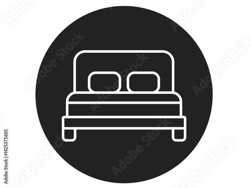 A minimalistic vector illustration of a bed icon perfect for use in a real estate app, furniture e-commerce site, hotel booking website, interior design project, etc.