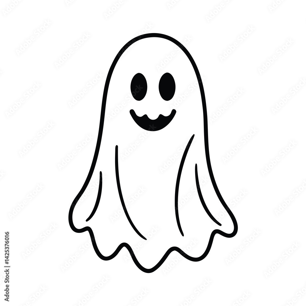 Obraz premium black and white halloween ghost vector