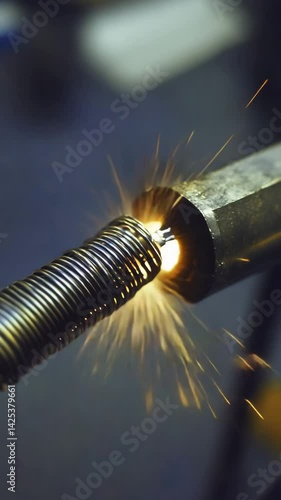 The welding sparks and fire trails in factory, industrial fire motion loop