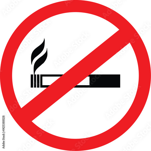 No smoking allowed sign - prohibition symbol for cigarette use, smoke-free zone, health and safety notice