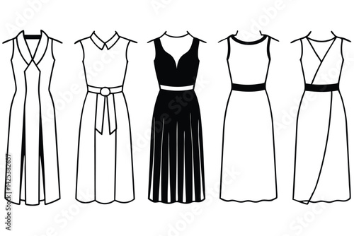 midi dress line art stylish modern artistic contour