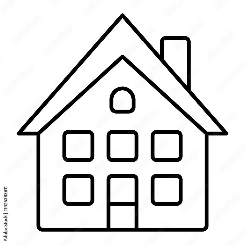 Two stores house thin line icon, real estate concept. Vector graphics. Cottage building sign on white background, linear style for mobile or design. Two stores house thin line icon, real estate concept. Vector graphics. Cottage building sign on white background, linear style for mobile or design.